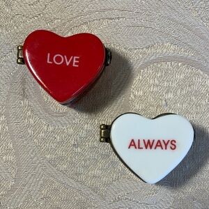 Love & Always Heart Jewelry Trinket Boxes - Red and White Pair